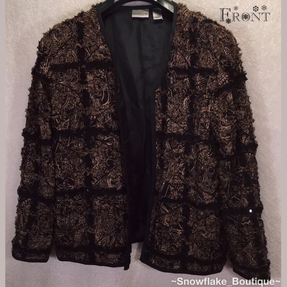 🌸 NEW! CHICO'S BOYFRIEND BLAZER JACKET SIZE 1 fits like a SIZE LARGE